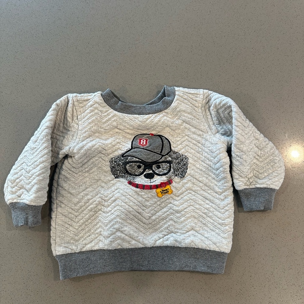 Kids Headquarters Quilted Crewneck Sweatshirt  Graphic Puppy Size 18 Months